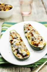 Black beans brown rice corn stuffed zucchini
