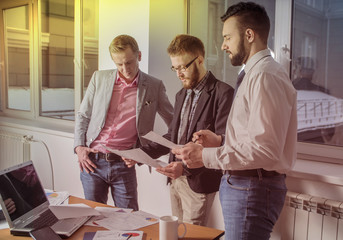 Startup Diversity Teamwork Brainstorming Meeting Concept.Business Team Coworker Global Sharing Economy Laptop Graph Screen.People Working Planning Start Up.Group Young Man Looking Report Office