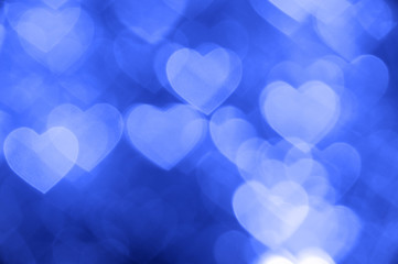 blue heart bokeh background photo, abstract holiday backdrop
