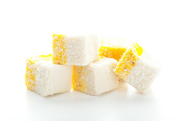 Tasty Turkish delight isolated on white
