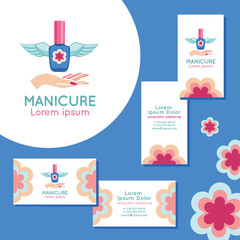 Manicure logo. Set of business cards for manicure.