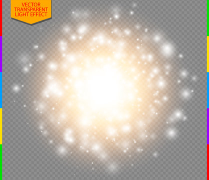 Abstract golden explosion with white sparks modern design. Glow star burst or firework light effect. Sparkles light vector transparent background. Christmas Concept. Flash flare or sparkler