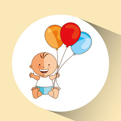 cheerful baby gift and balloons design vector illustration eps 10