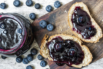 sandwiches with homemade blueberry jam - Powered by Adobe