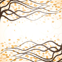 Autumn background with trees and falling leaves