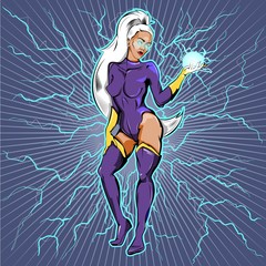 Superhero Woman With Fireball