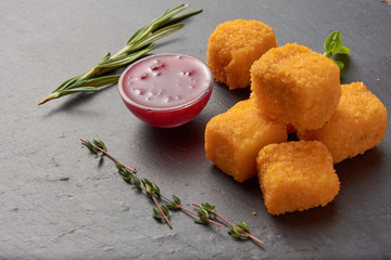 fast food background french fries with cheese on wooden