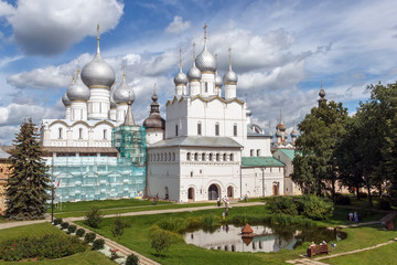Fototapeta na wymiar Golden Ring of Russia. Rostov Veliky. View of Assumption Cathedral of the Rostov Kremlin