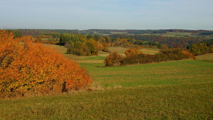 Fototapeta premium bunte herbstliche Landschaft in der Sonne