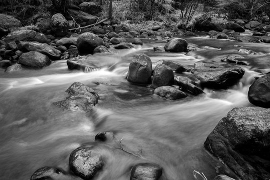 A river flowing over large boulders.