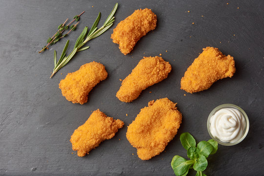 fast food background Fried chicken (five pieces) with french