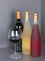 red bottle of white wine, close-up