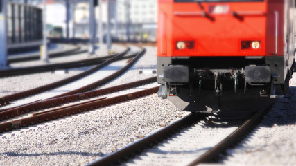 red locomotive (tilt-shift effect)