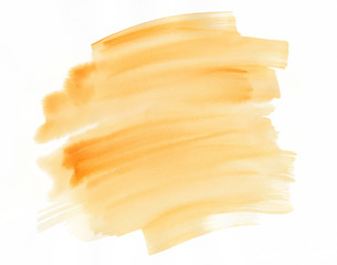 Abstract orange watercolor texture, brush stroke.