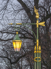 Old streetlight at Mikhailovsky Garden in St.-Petersburg, Russia