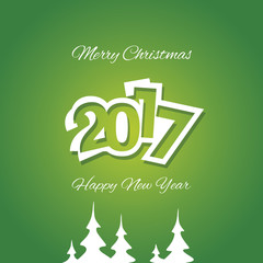 Christmas and White Year 2017 green background vector