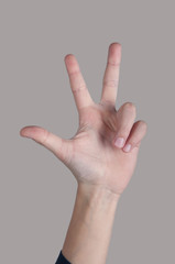 Human palm showing three fingers