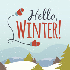 Vector hello winter cartoon illustration © sunnyws