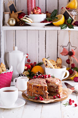 Christmas cake with ginger and cranberry