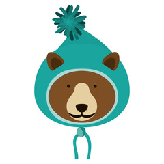 bear with hat cartoon icon. Merry Christmas season decoration figure theme. Isolated design. Vector illustration