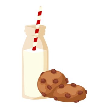 Glass Of Milk And Cookies Isolated On White