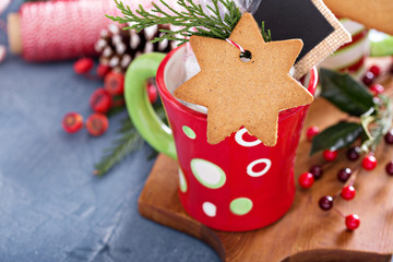 Hot cocoa mug with gingerbread cookie