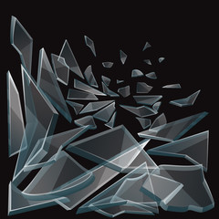 Broken glass pieces flow vector illustration