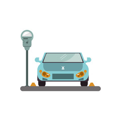 Naklejka premium car vehicle and parking meter icon. Park space road street rule and area theme. Isolated design. Vector illustration
