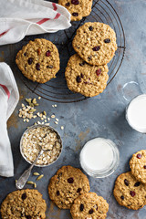 Healthy oatmeal cookies with dried fruits