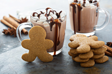 Hot cocoa with marshmallows and cookies