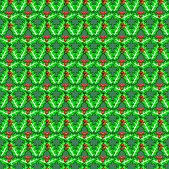Seamless holly berries pattern.
