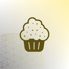 Flat paper cut style icon of cake