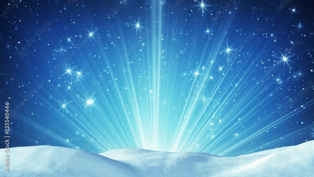 Poster snowdrift and magic light rays. computer generated seamless loop background. 4k (4096x2304)
