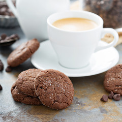 Chocolate cookies with sugar coating
