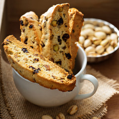 Homemade biscotti in a big cup