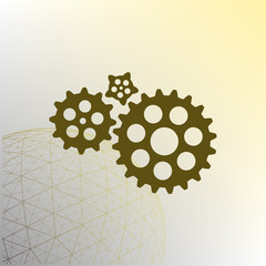 Flat paper styled icon of cogs