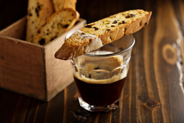 Homemade biscotti with coffee
