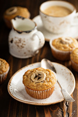 Banana muffins with coffee