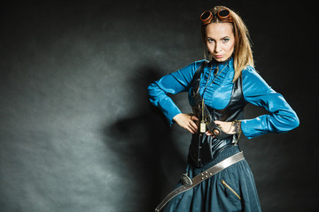 Steampunk retro girl portrait.