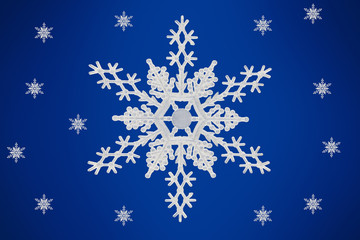 Snow Flake with smaller snow flakes in the background