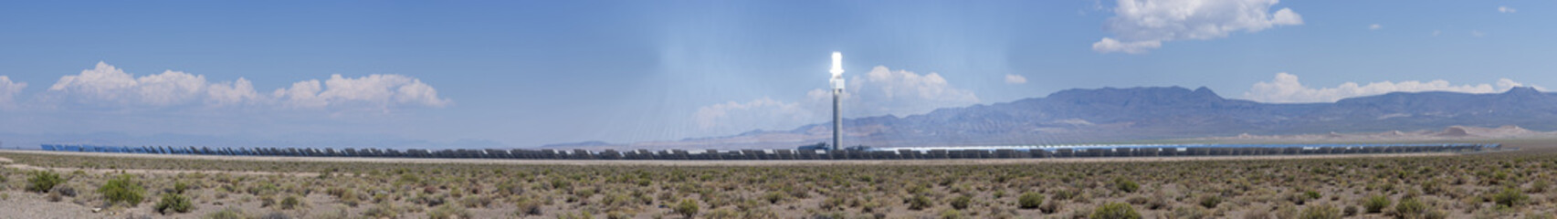 Concentrated Thermal Solar Power Plant Panorama