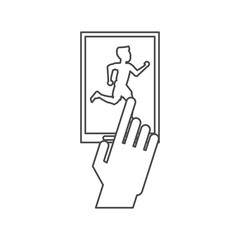 Runner man and smartphone icon. Athlete training fitness and healthy lifestyle theme. Isolated design. Vector illustration