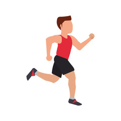 Runner man icon. Athlete training fitness and healthy lifestyle theme. Isolated design. Vector illustration