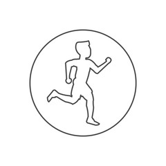 Fototapeta na wymiar Runner man inside circle icon. Athlete training fitness and healthy lifestyle theme. Isolated design. Vector illustration