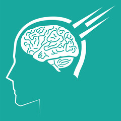 Head silhouette and brain illustration