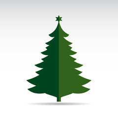 Green Christmas Tree. Vector Illustration.