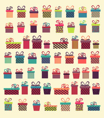 Set of colorful gift boxes, flat design