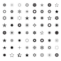 Set of Black Steras. Vector Illustration.