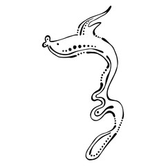 Vector black and white  illustration. Fish isolated on the white background. Hand drawn contour lines and strokes. Marine  logo, icon, sign. tattoo.  Graphic vector illustration.