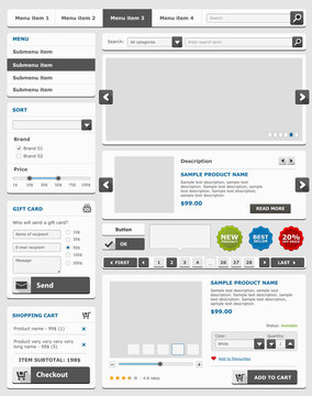 Web design elements set. Online shop.